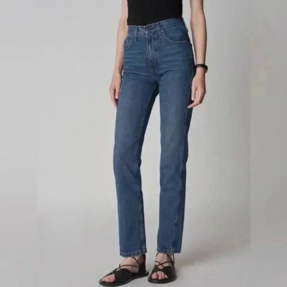 Denim Co. Medium Wash Blue High Waisted Cotton Straight Leg Jeans Size 8 - Picture 1 of 9